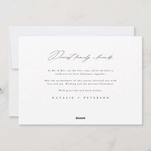 Pas getrouwd net getrouwd kerst bruiloft foto feestdagenkaart (Achterkant)