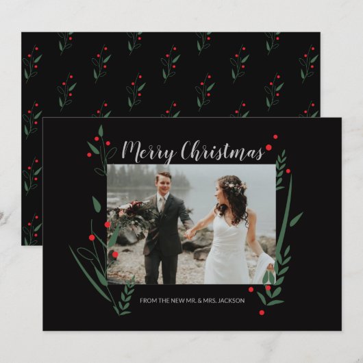 "Pas getrouwd Noel" Gepersonaliseerde Kerstmis Kaa Feestdagenkaart (Voorkant / Achterkant)