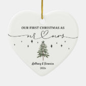 Pas getrouwd Onze eerste kerst als meneer en mevro Keramisch Ornament (Achterkant)