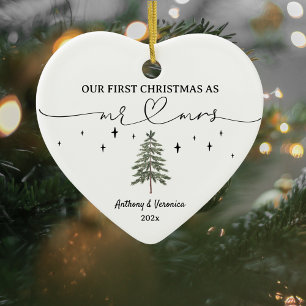 Pas getrouwd Onze eerste kerst als meneer en mevro Keramisch Ornament