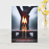 Pas getrouwd paar lucifers met vlammen kaart (Gele Bloem)