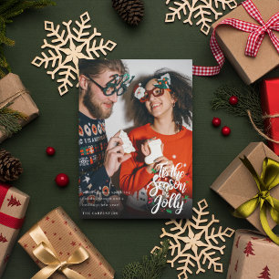 Pas getrouwd Paar Moderne foto Kerstmis Feestdagenkaart