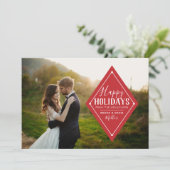 Pas getrouwd Prettige feestdagen Diamond Feestdagenkaart (Staand voorkant)