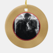 Pas getrouwd Rode Kersttruck Waterverf Foto Keramisch Ornament (Achterkant)