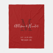 Pas getrouwd Rood Vastgestelde datum Aangepast Fleece Deken (Voorkant)