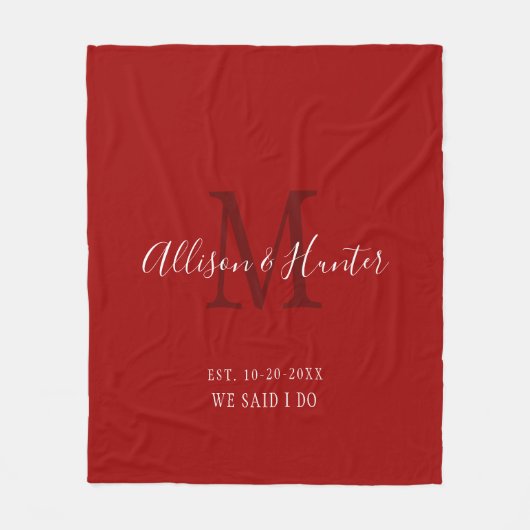 Pas getrouwd Rood Vastgestelde datum Aangepast Fleece Deken (Voorkant)