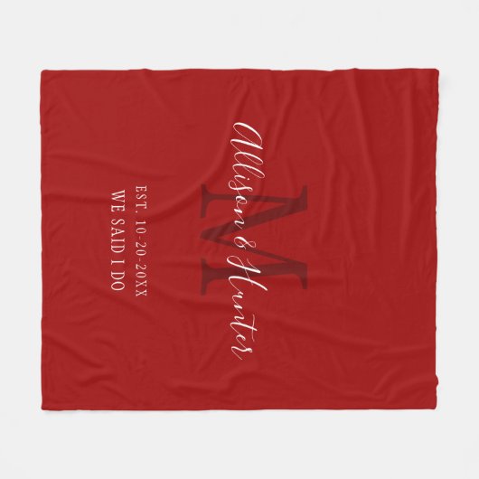 Pas getrouwd Rood Vastgestelde datum Aangepast Fleece Deken (Voorkant (Horizontaal))