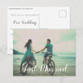 Pas getrouwd script aangepaste foto trouw dank je  aankondigingskaart (Voorkant / Achterkant)