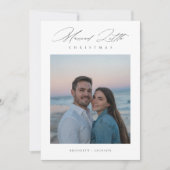 Pas getrouwd Script Getrouwd met kleine kerstfoto Feestdagenkaart (Voorkant)