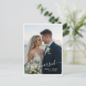 Pas Getrouwd Script Huwelijksfoto Aankondiging Briefkaart (Staand voorkant)