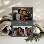 Pas getrouwd Script Merrily Ever After Photo Gold Folie Feestdagenkaart