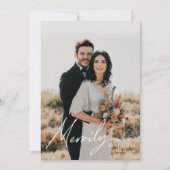 Pas getrouwd Script Photo Holiday Kaart (Voorkant)