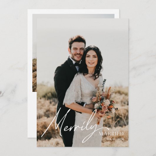 Pas getrouwd Script Photo Holiday Kaart (Voorkant / Achterkant)