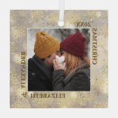 Pas getrouwd Sneeuwvlokken Foto Glas Ornament (Achterkant)