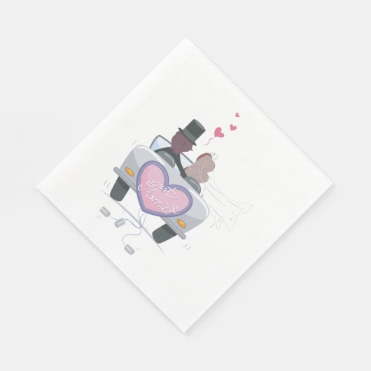 Pas Getrouwd Stel Wegrijdend Servet (Hoek)