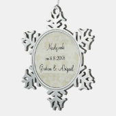 Pas getrouwd tin sneeuwvlok ornament (Rechts)