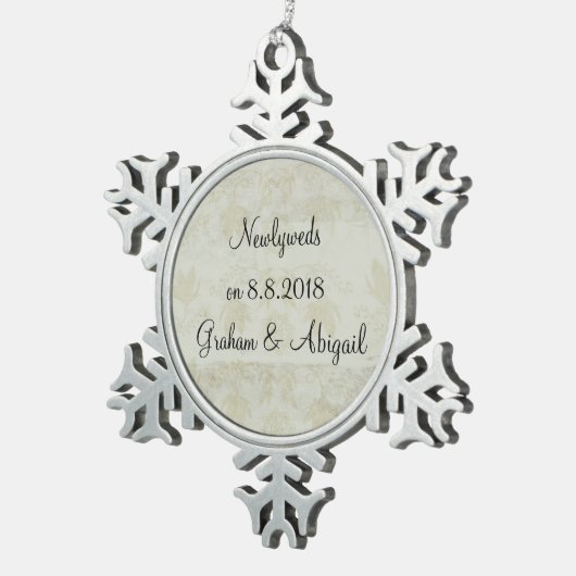 Pas getrouwd tin sneeuwvlok ornament (Rechts)