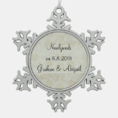 Pas getrouwd tin sneeuwvlok ornament (Voorkant)