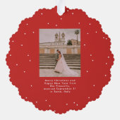 Pas getrouwd twee foto elegante kerst bruiloft ornament kaart (Achterkant)