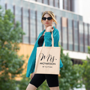 Pas getrouwd Typografie Script Tote Bag