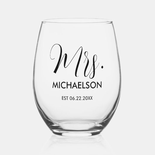Pas getrouwd Typografie Script Wijnglas Zonder Voet (Voorkant)