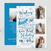 Pas getrouwd vakantie handgetekend | Blauw | 3-Fot Feestdagenkaart (Voorkant / Achterkant)