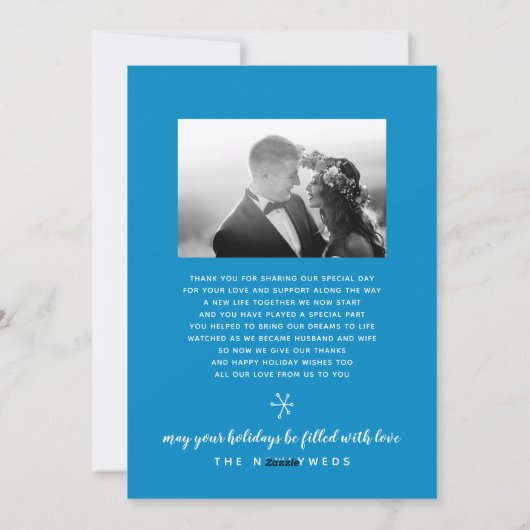 Pas getrouwd vakantie handgetekend | Blauw | 3-Fot Feestdagenkaart (Achterkant)