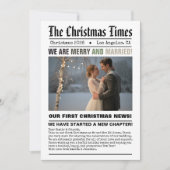 Pas getrouwd van onze eerste kerstkrantenfoto feestdagenkaart (Voorkant)