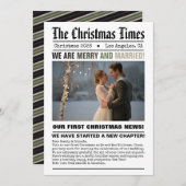 Pas getrouwd van onze eerste kerstkrantenfoto feestdagenkaart (Voorkant / Achterkant)