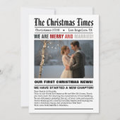 Pas getrouwd van onze eerste kerstkrantenfoto feestdagenkaart (Voorkant)