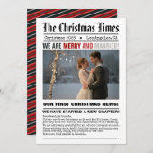 Pas getrouwd van onze eerste kerstkrantenfoto feestdagenkaart (Voorkant / Achterkant)