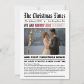 Pas getrouwd van onze eerste kerstkrantenfoto feestdagenkaart (Voorkant)