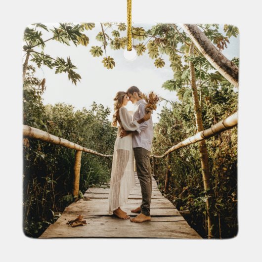 Pas getrouwd van Tropische bruiloft Gift Keepomwil Keramisch Ornament (Achterkant)