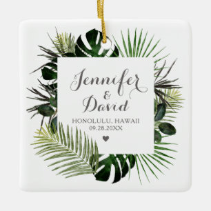 Pas getrouwd van Tropische bruiloft Gift Keepomwil Keramisch Ornament