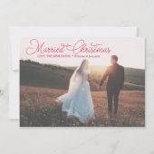 Pas getrouwd voor corresponderende kerstrode-scrip feestdagenkaart (Voorkant)