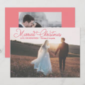 Pas getrouwd voor corresponderende kerstrode-scrip feestdagenkaart (Voorkant / Achterkant)