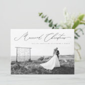 Pas getrouwd voor gehuwde kerstkalligrafie feestdagenkaart (Staand voorkant)