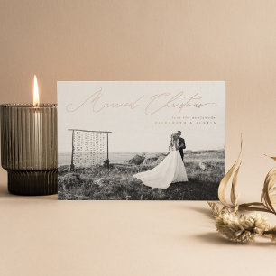 Pas getrouwd voor gehuwde kerstkalligrafie folie feestdagenkaart