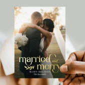 Pas getrouwd voor getrouwde en vrolijke Folie Folie Feestdagenkaart