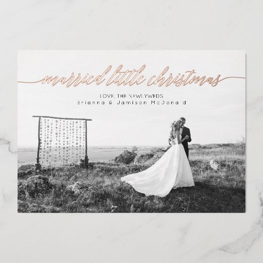 Pas getrouwd voor getrouwde kerstman foto folie feestdagenkaart (Voorkant)