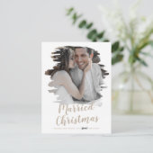 Pas getrouwd voor gevlekte tan met kerstmis bedank feestdagenkaart (Staand voorkant)