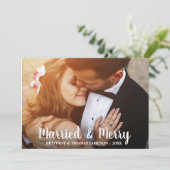 Pas getrouwd voor huwelijk en huwelijk feestdagenkaart (Staand voorkant)