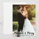 Pas getrouwd voor huwelijk en huwelijk feestdagenkaart (Voorkant / Achterkant)