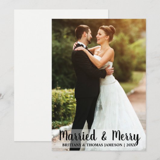 Pas getrouwd voor huwelijk en huwelijk feestdagenkaart (Voorkant / Achterkant)