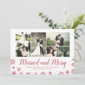 Pas getrouwd voor huwelijk en huwelijk Multi Photo Feestdagenkaart (Staand voorkant)