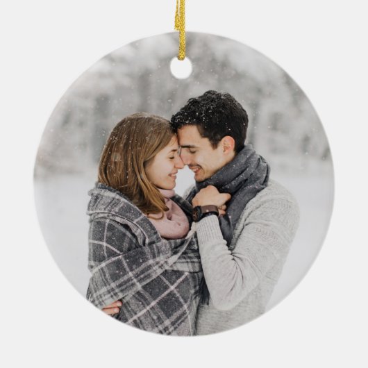 Pas getrouwd voor Waterverf met kerstcadeau Keramisch Ornament (Achterkant)