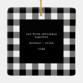 Pas getrouwd vrolijk en getrouwd koppel foto Plaid Keramisch Ornament (Achterkant)