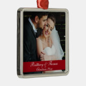 Pas getrouwd Wedding Foto kerstversiering S Metalen Ornament (Rechts)