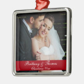 Pas getrouwd Wedding Foto kerstversiering S Metalen Ornament (Links)