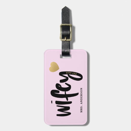 Pas getrouwd Wifey Typografie Bagagelabel (Voorkant verticaal)